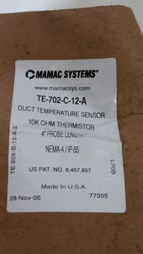 New mamac systems te-702-c-12-a duct temprature sensor for sale