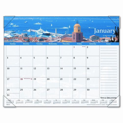 At-A-Glance Panoramic Harbor Views Monthly Desk Pad Calendar, 22 x 17, 2013