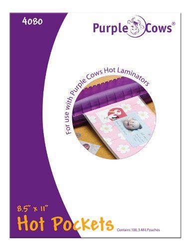 Purple Cows Hot Pockets Hot Laminating Pouches  8.5x11 Inches  100 Pouches Per..