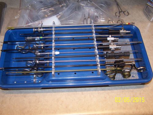 Laparoscopic instrument set 12 piece &amp; container graspers, electrodes, retractor for sale