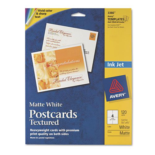 Avery Matte White Postcard Textured 3380 Ink Jet