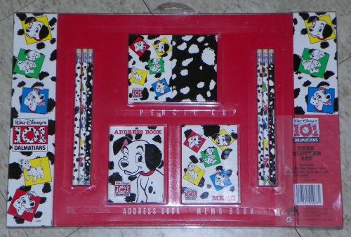 DISNEY 101 DALMATIANS PUPPY DOG DESK SET ~ ADDRESS &amp; MEMO BOOK ~  PENCILS CUP ~