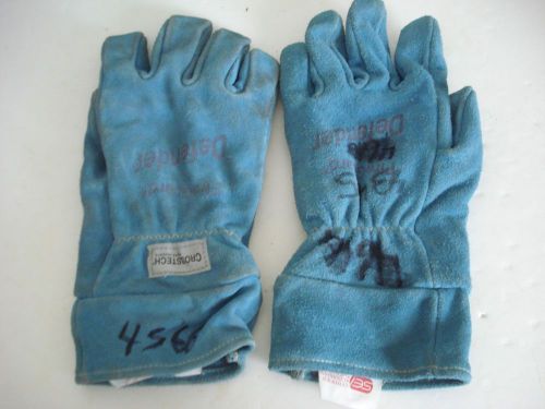 M FIREGUARD Leather Crosstech Firefighter Gloves Turn Out Bunker Gear Blue G85