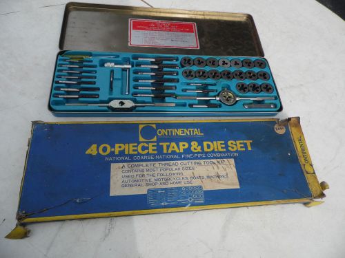 CONTINENTAL 40 Piece Thread Cutting Tap &amp; Die Tool Kit Set Vintage Original Box