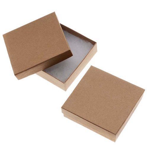 Kraft Brown Square Cardboard Jewelry Boxes 3.5 x 3.5 x 1 Inches (16) New
