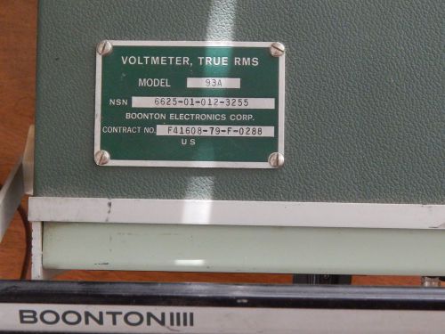 Boonton Electronics 93A True RMS Voltmeter nsn6625-01-012-3255