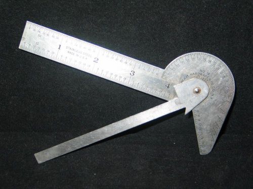 Vintage General Hardware Mfg Co. New York No. 16 Stainless Steel Protractor 1937