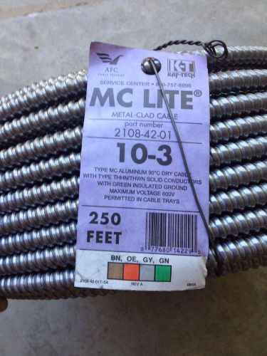NEW 250&#039; MC CABLE 10/3 WITH GROUND 277/480 VOLT