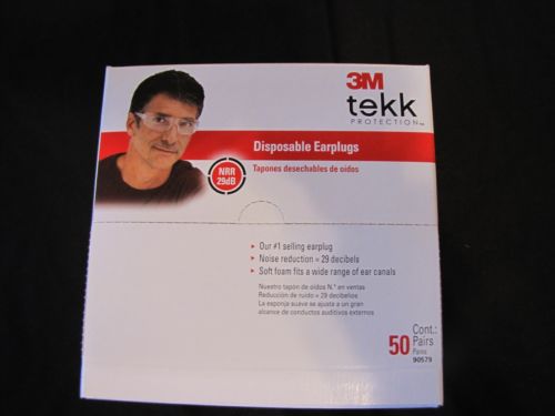 3M Tekk Protection 50 count Disposable Earplugs NRR 32db # 90579