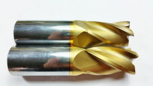 (machinist lot of 2) 1&#034; kennametal carbide tin 4 flute end mill *nr* (b 832) for sale