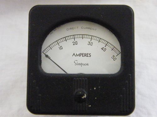 Used simpson 0-50 d.c. amperes square panel meter sk-525-9 with 3&#034; face for sale