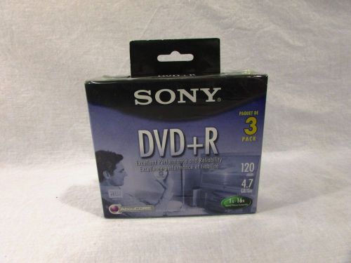 Sony DVD+R 3 Pack Recordable AccuCORE 3DPR47L4 120 Minutes 4.7GB