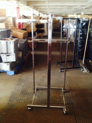 4 way quad racks used clothing store fixture large chrome silver rolling display for sale