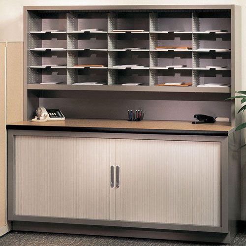 Mail sorter mailroom station organizer office room furniture with cabinet riser for sale