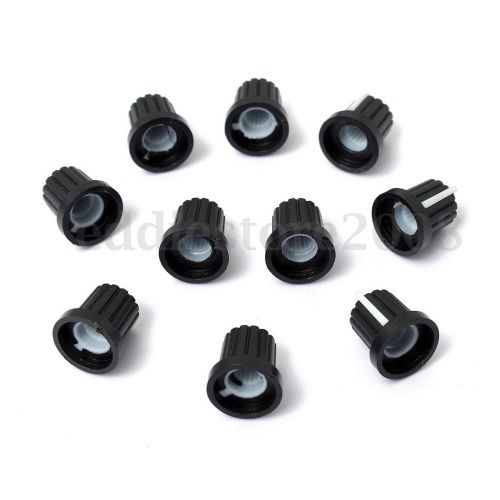 Hot 10x 6mm shaft hole dia plastic threaded knurled potentiometer knobs caps for sale