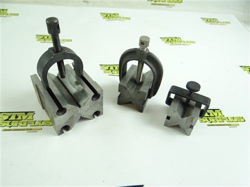 Lot of 3 precision v blocks w/ clamps brown &amp; sharpe 749 for sale
