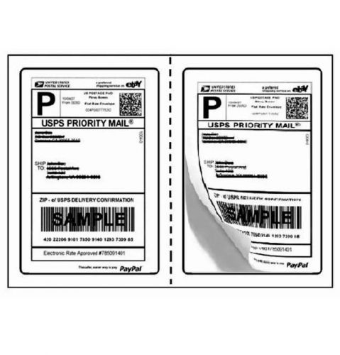 Perforated 200 Economy Thin Round Corner Shipping Labels 2/Sheet For USPS