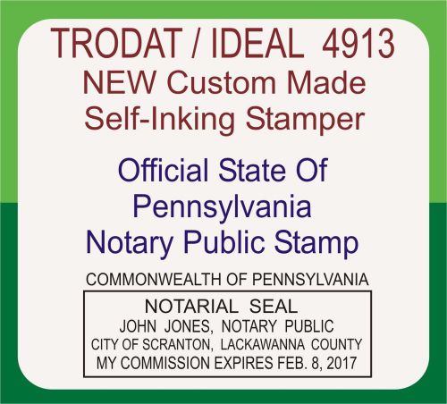 Pennsylvannia Notary Public, Trodat / Ideal, Custom, Self Ink Stamp, 4913 black