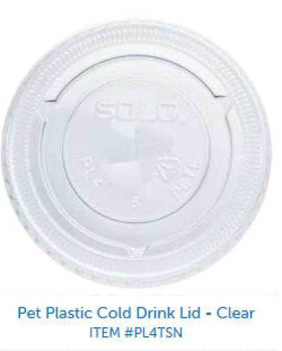 SOLO PL4TSN-0090 PETE Flat Lid for Cold Cup, Straw Slot, Clear (Case of 2,500)