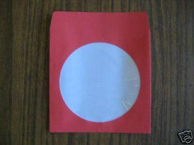 400  5&#034; red cd dvd paper sleeve with window, js201 for sale