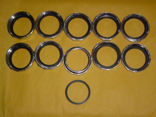 Lot of 10  1-1/2” Metal Slip Joint Nuts &amp; Rubber Washers New