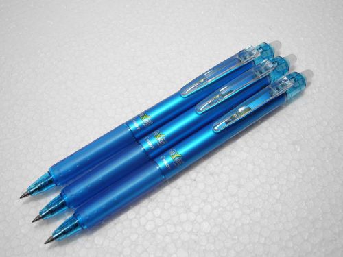 (3 Pens)  PILOT ERASABLE FRIXION retractable 0.5mm roller ball pen Light Blue