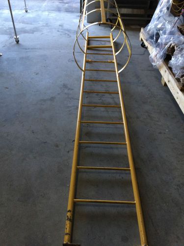 Safety ladder with cage and spring loaded door - 10&#039;- 6&#039;&#039; high