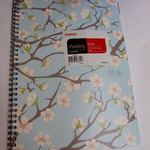 Staples Weekly Planner, Jan 2016- December 2016 ~ Free S/H New! Baby Blue Large