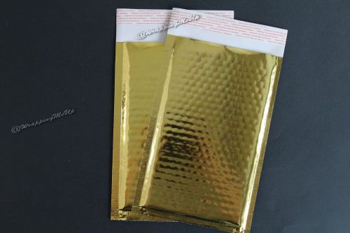 100 -5x9&#034; ~Gold Metallic Foil Mirrored Self Sealing Bubble Protected Mailers