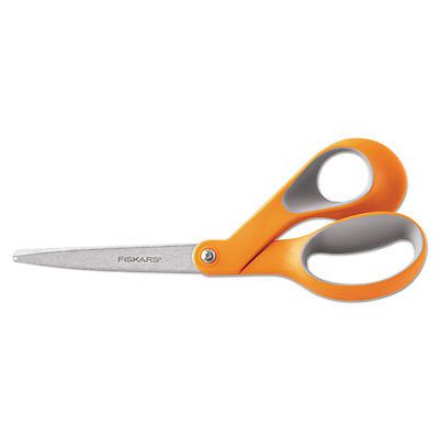 Home And Office Scissors, 8&#034; Length, Softgrip Handle, Orange/Gray