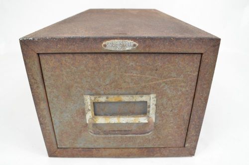 Vintage Rusted COLE STEEL New York USA Index Card Small FILE DRAWER Cabinet