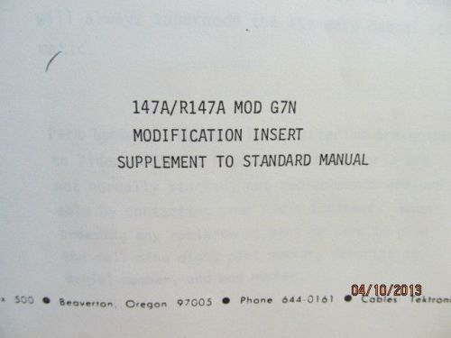 TEKTRONIX 147A/R147A MOD G7N Mod Insert Supplement to Standard Manual/schematics