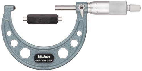 Mitutoyo 115-117 Spherical Face Micrometer, Ratchet Stop, 50-75mm Range, 0.01mm