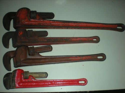 (4) Rigid Heavy Duty Pipe Wrenches 24&#034; 18&#034; 14&#034;