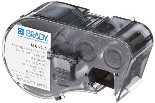 Brady M-61-483 Polyester B-483 Black on White Label Maker Cartridge, 2&#034; Width x