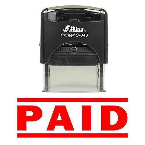 Shiny Stamp PAID Self Inking Rubber Stamp (Red) - L