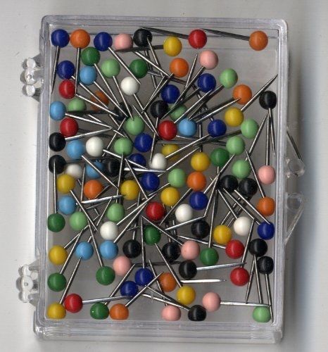 Moore 1/16 Inch Map Tacks - Assorted Colors (100 pins per box)
