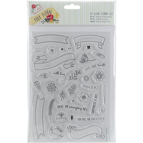 Papermania Folk Floral Clear Stamps A5-Banners