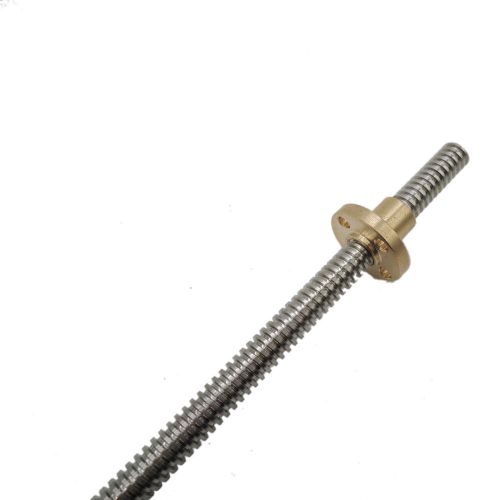T8 trapezoidal screw dia 8mm pitch 2mm lead 2mm length 500mm with copper nut for sale