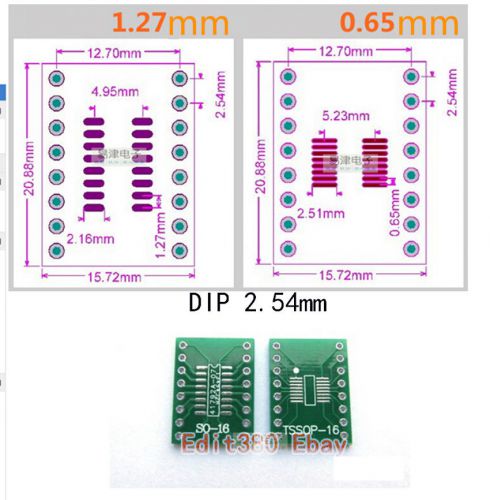 10pcs SOP TSSOP 8/16 To DIP 0.65/1.27mm IC Adapter PCB Convertor Board 2.54mm A1