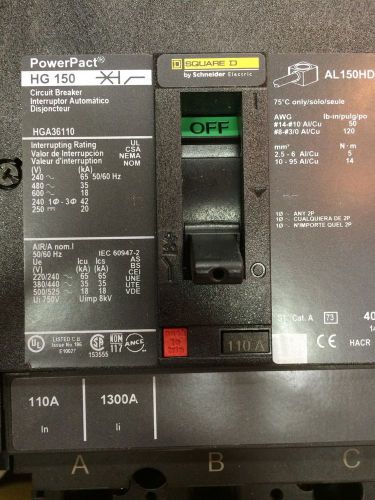 Square D HGA360110 110A 3P 480V Circuit Breaker - New