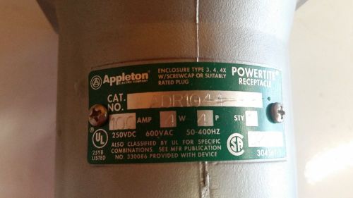Appleton ADR1044 100A 600VAC 4 wire 4 pole receptacle