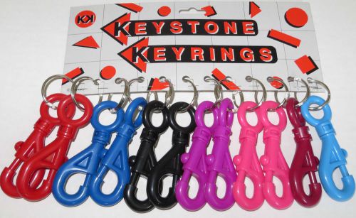 Keystone #1070  Plastic Key Holders - Twelve 12 Sturdy Key Rings - FREE Ship !
