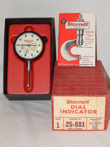 Starrett Dial Indicator Model No. 25-881 With Original Box &amp; Catalog
