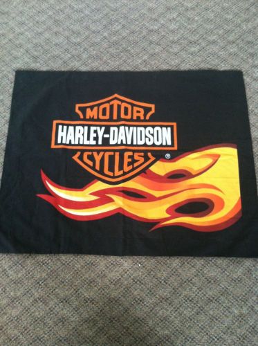 Harley Davidson LARGE Black Pillowcases Flames &amp; Logo LOOK!!!!