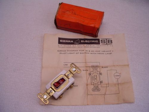 ~ sierra lite quiet electric switch pilot light neon red lamp  nos for sale