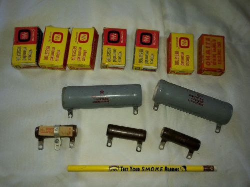 Ohmite vintage resistors lot of 12 25 w/10ohm 25w/25ohm.54 watt
