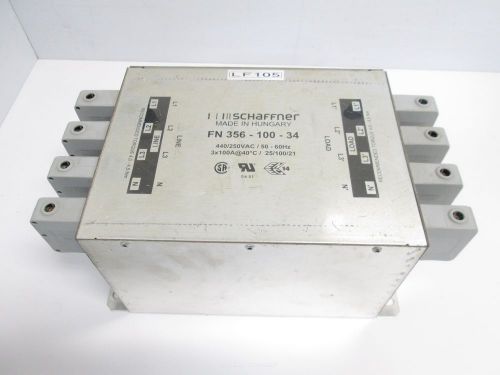 Schaffner FN356-100-34 Line Filter, 440/250VAC 50/60Hz, 3x 100A