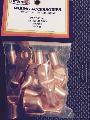 (15) 2 GAUGE 2 AWG X 3/8 in  COPPER LUG BATTERY CABLE CONNECTORS Pico 4539c