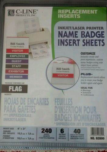 C-Line 92800 Badge Inserts  Flag 4&#034;x3&#034; Show your Colors! 240 count